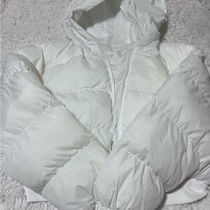 SHEIN Snowy White Hooded Puffer Jacket